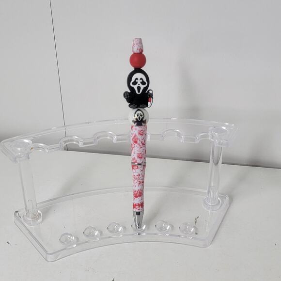 Silicone Horror Focal Beaded Pen Handmade Ghost Face from Scream Bloody Theme - Picture 1 of 6